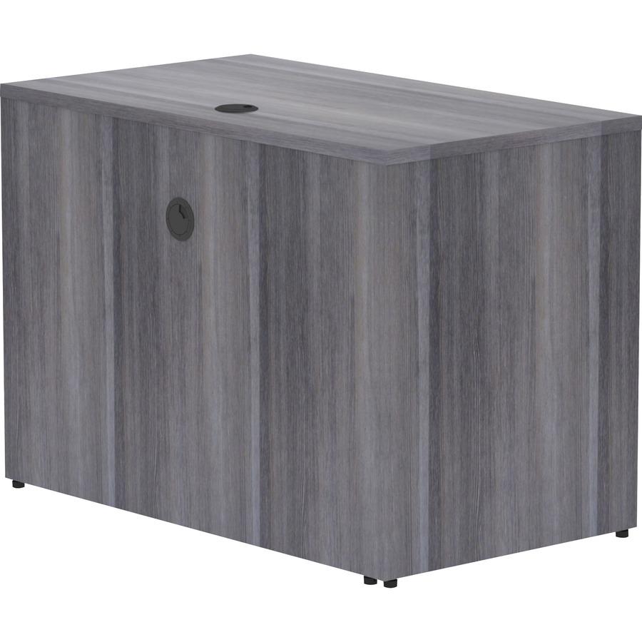 Lorell Essentials Series Return Shell - 29.5" Height x 42" Width x 24" Depth, 1" Thickness Top - Laminate, Weathered Charcoal Table Top - Modesty Panel, Grommet, Durable, Adjustable Floor Guide - 1 Ea. Picture 4
