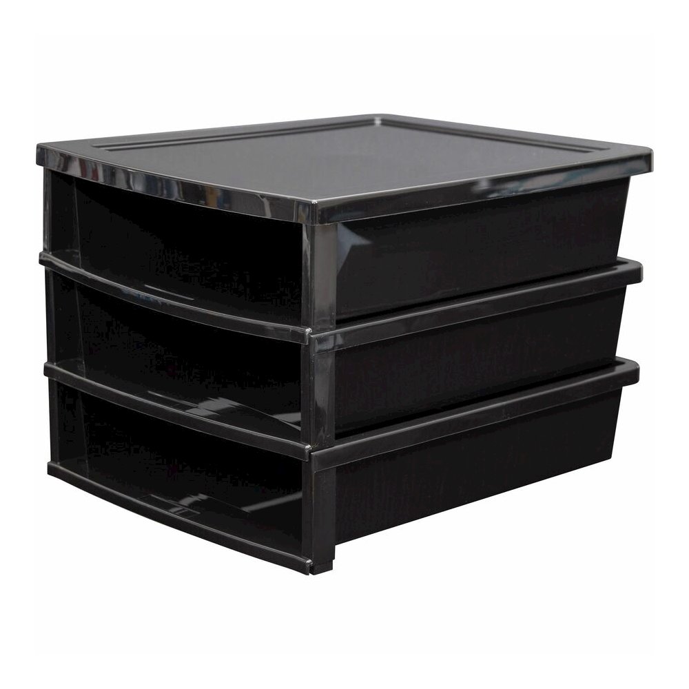 Storex Quick Stack Construction Paper Sorter - 500 x Sheet - 3 Compartment(s) - 8.40" Height x 11.25" Width x 13" Length - Black - Plastic - 1 Each. Picture 2