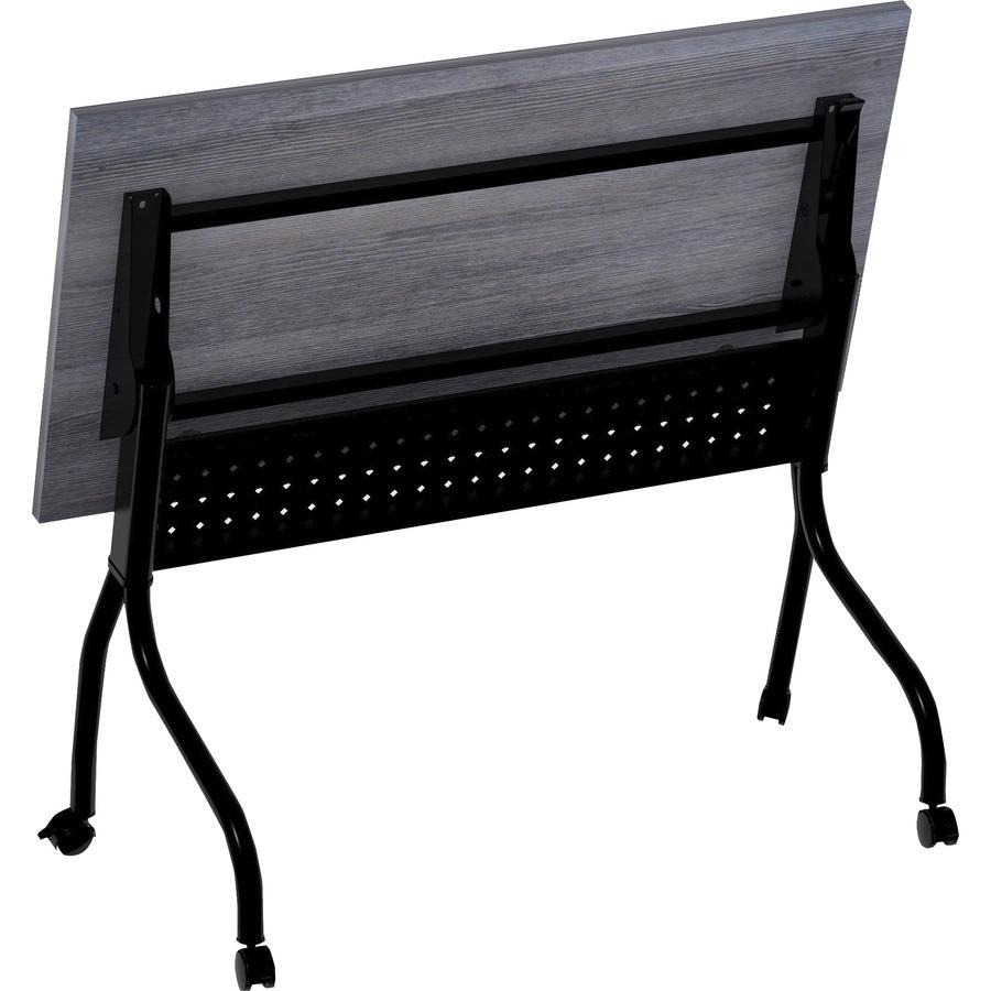 Lorell Flip Top Training Table - Charcoal Rectangle, Melamine Top - Black Four Leg Base - 4 Legs x 48" Table Top Width x 23.60" Table Top Depth - 29.50" Height - Melamine - 1 Each. Picture 3