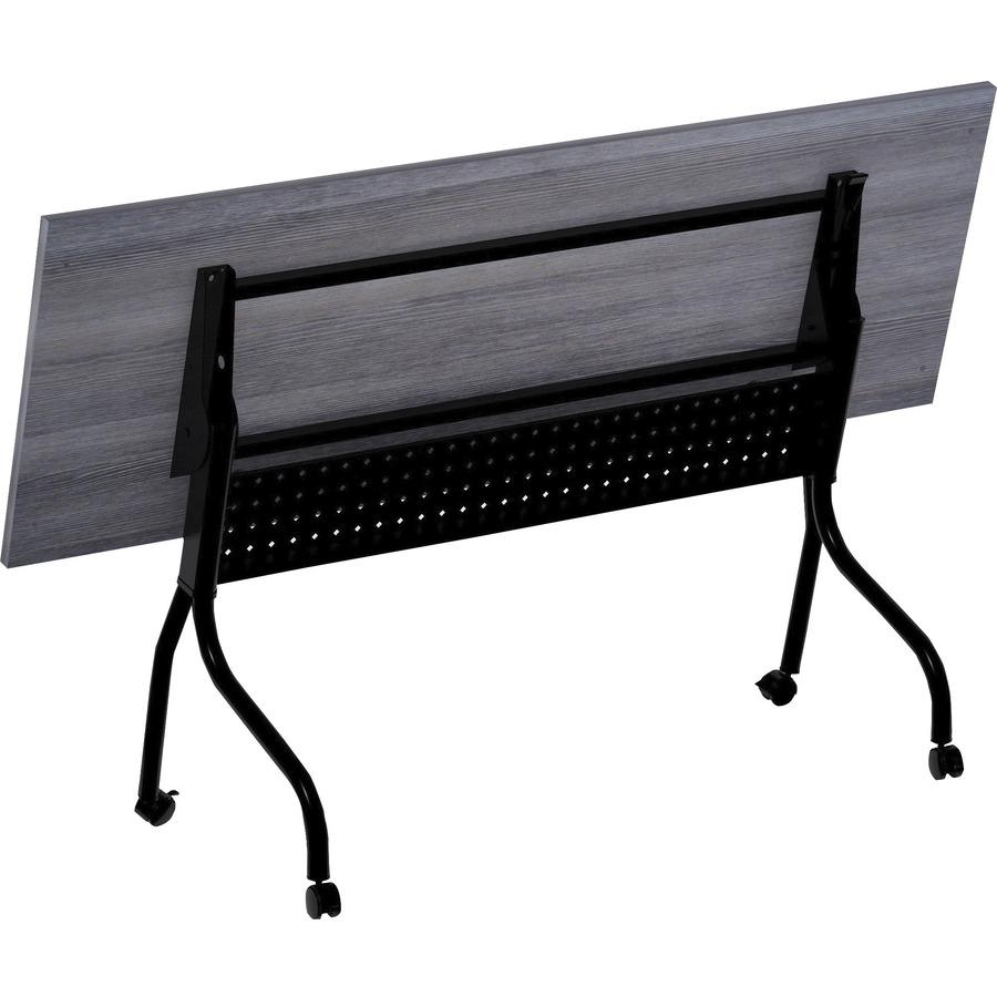 Lorell Flip Top Training Table - Charcoal Rectangle, Melamine Top - Black Four Leg Base - 4 Legs x 72" Table Top Width x 23.60" Table Top Depth - 29.50" Height - Melamine - 1 Each. Picture 3