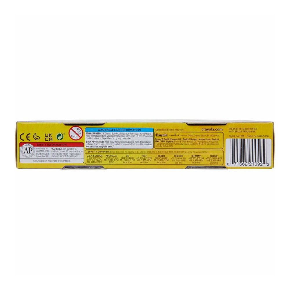 Crayola Spill Proof Washable Paint Set - 5 Color(s) - Washable - 1 Kit. Picture 2