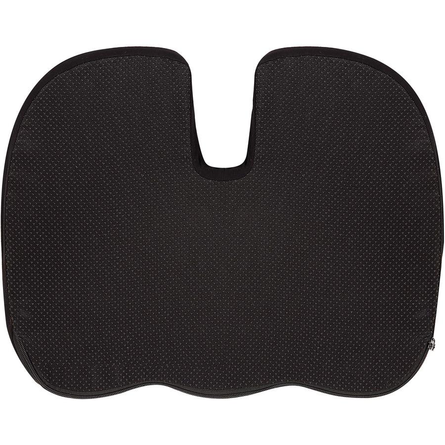 Lorell Butterfly-Shaped Seat Cushion - 17.50" x 15.50" - Fabric, Memory Foam, Silicone - Butterfly - Comfortable, Ergonomic Design, Durable, Machine Washable, Zippered, Anti-slip - Black - 1 Each. Picture 2