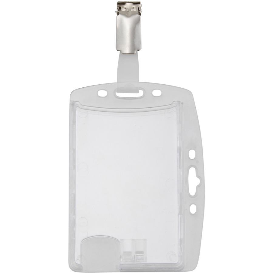 Advantus Plastic ID Card Holders - Horizontal/Vertical - Plastic - Clear - Rotating Clip - 25 / Pack. Picture 4