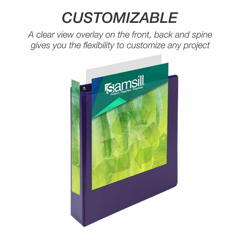Samsill Earth's Choice Plant-based View Binders - 1 1/2" Binder Capacity - Letter - 8 1/2" x 11" Sheet Size - 3 Ring - Fastener: Round Ring - Chipboard, Polypropylene, Plastic - Purple - Recycled - Bi. Picture 2