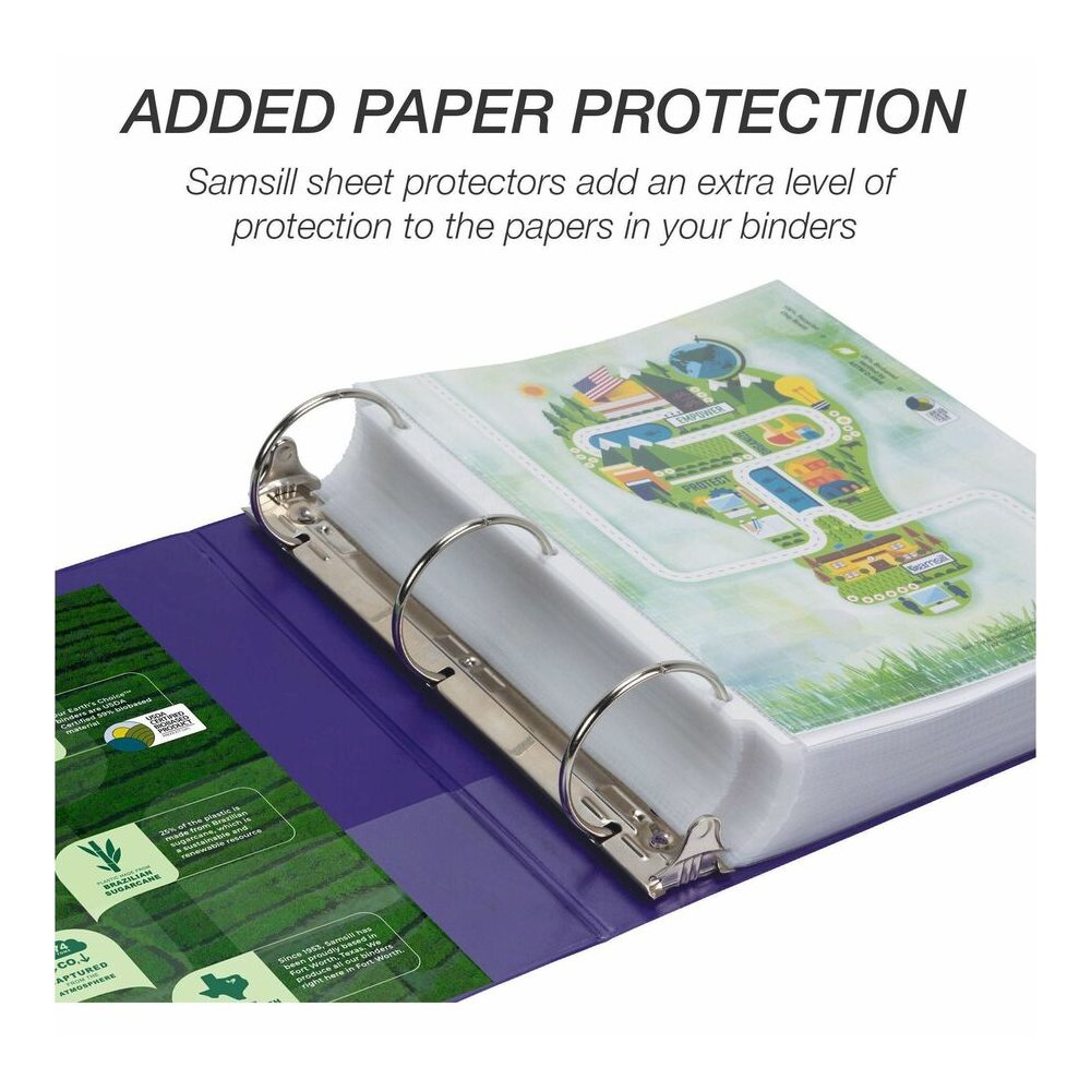 Samsill Earth's Choice Plant-based View Binders - 3" Binder Capacity - Letter - 8 1/2" x 11" Sheet Size - 3 Ring - Fastener: Round Ring - Chipboard, Polypropylene, Plastic - Purple - Recycled - Durabl. Picture 2