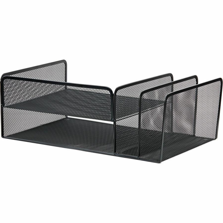 Lorell 4-Tier File Organizer - 4 Tier(s) - Horizontal/Vertical - Desktop - Black - Steel Mesh - 1 Each. Picture 4