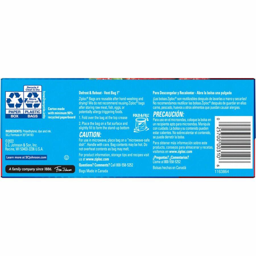 Ziploc&reg; Stand-Up Storage Bags - Blue - 9/Carton - Kitchen. Picture 3