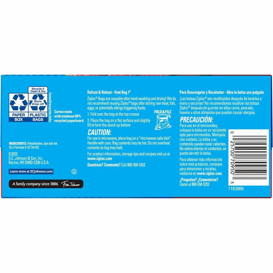 Ziploc&reg; Stand-Up Storage Bags - Blue - Kitchen - 80/Box - 9 / Carton. Picture 3
