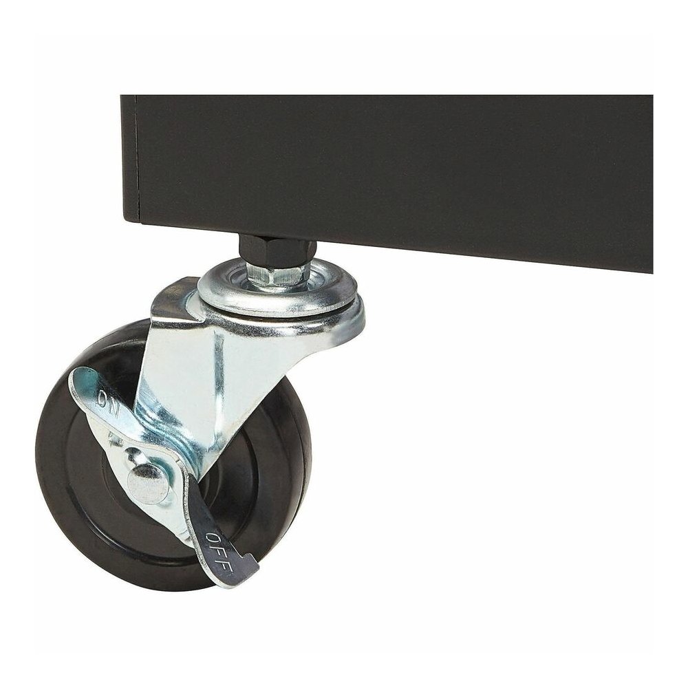 National Public Seating PRC200 Premium Presentation Cart - 4 Shelf - 4 Casters - 3" Caster Size - 18" Width x 30" Depth x 40.50" Height - Black Steel Frame - Ivory, Black - 1 Each. Picture 2