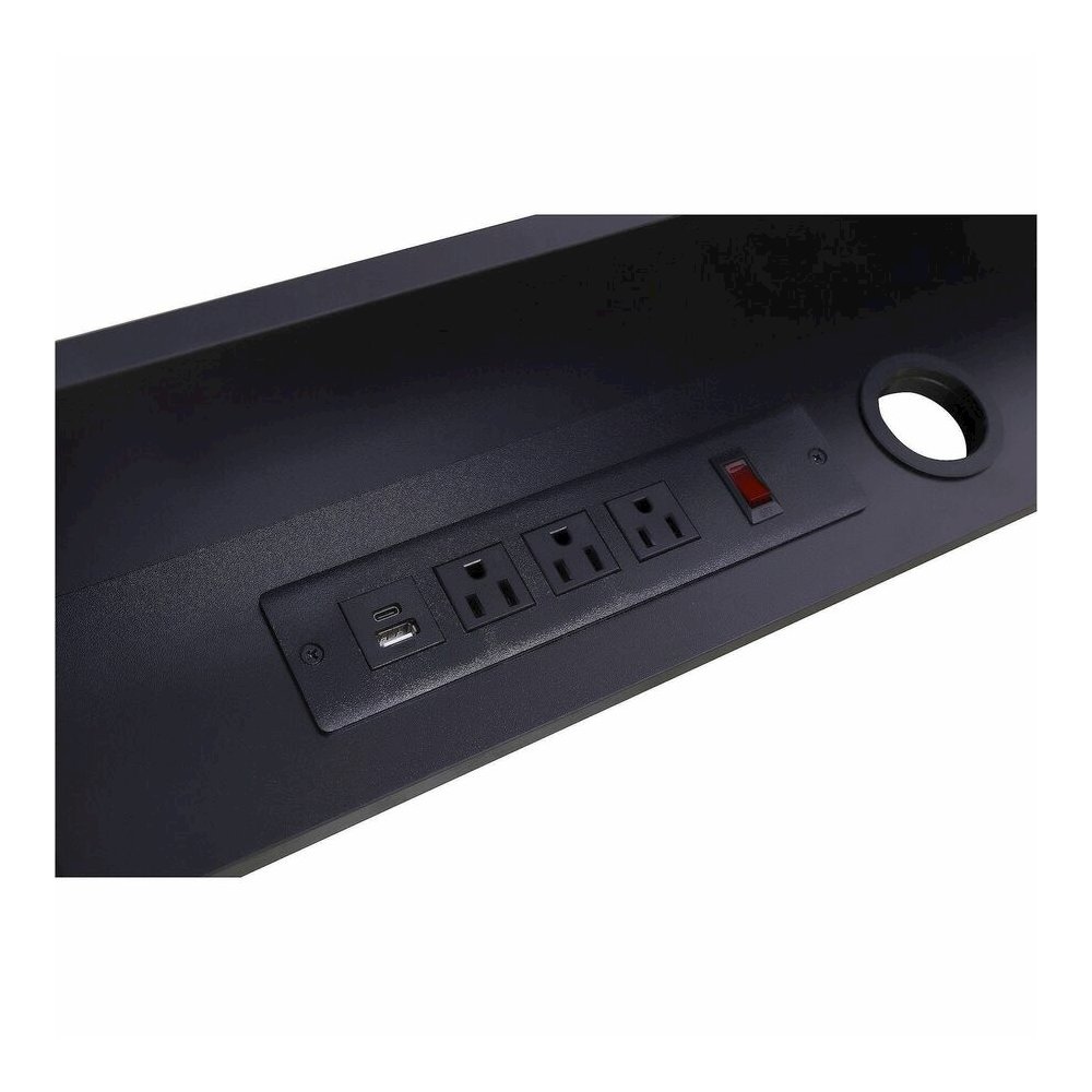 Rocelco DMSV Dual Monitor Stand - 4.70" Height x 30" Width x 9" Depth - Desk - Black - For Monitor - Electrical Outlet, USB Charging Port, Cable Management. Picture 2