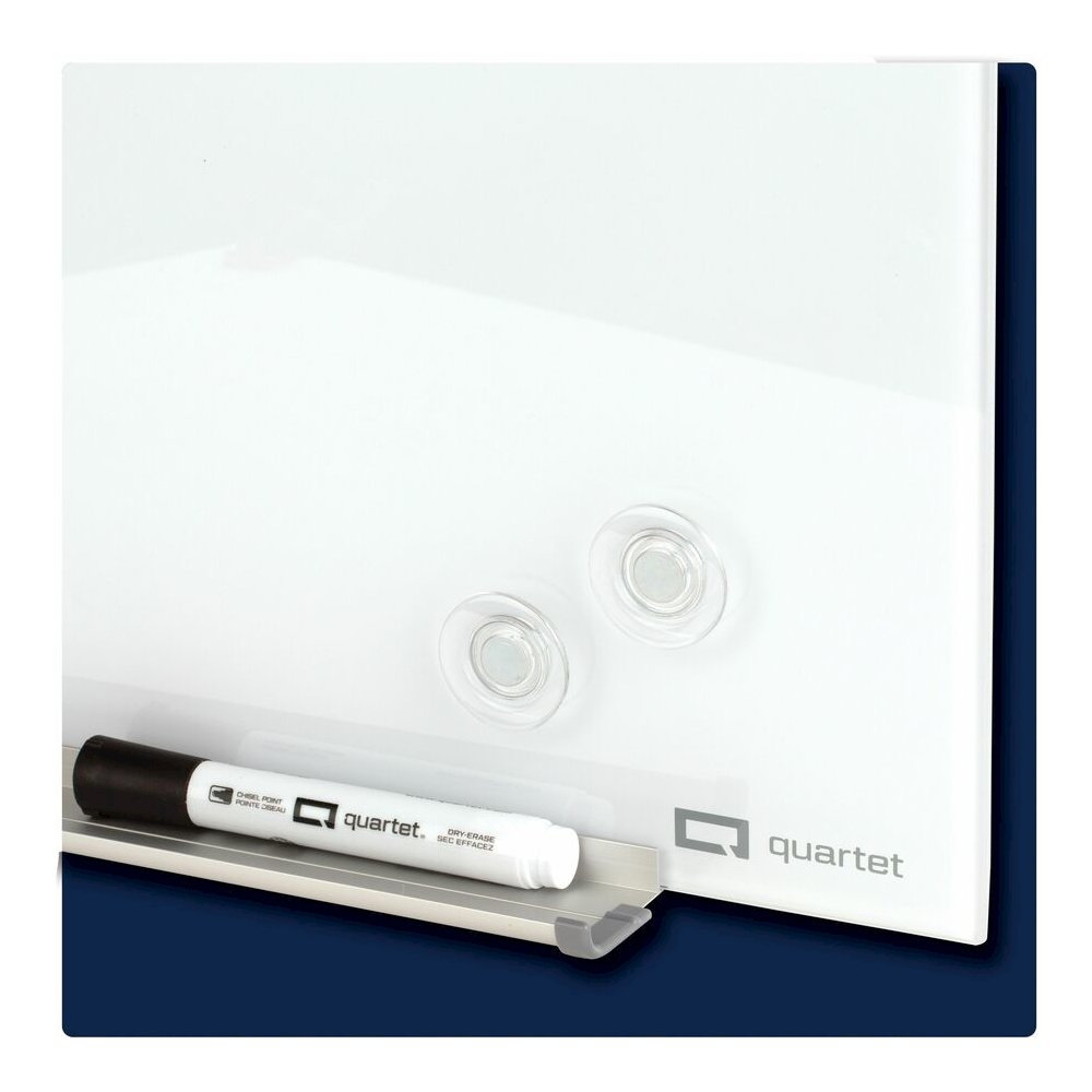 Quartet InvisaMount Magnetic Glass Board - 48" (4 ft) Width x 48" (4 ft) Height - White Glass Surface - Horizontal - Magnetic - Frameless, Accessory Tray, Non-absorbent, Stain Resistant, Ghost Resista. Picture 2