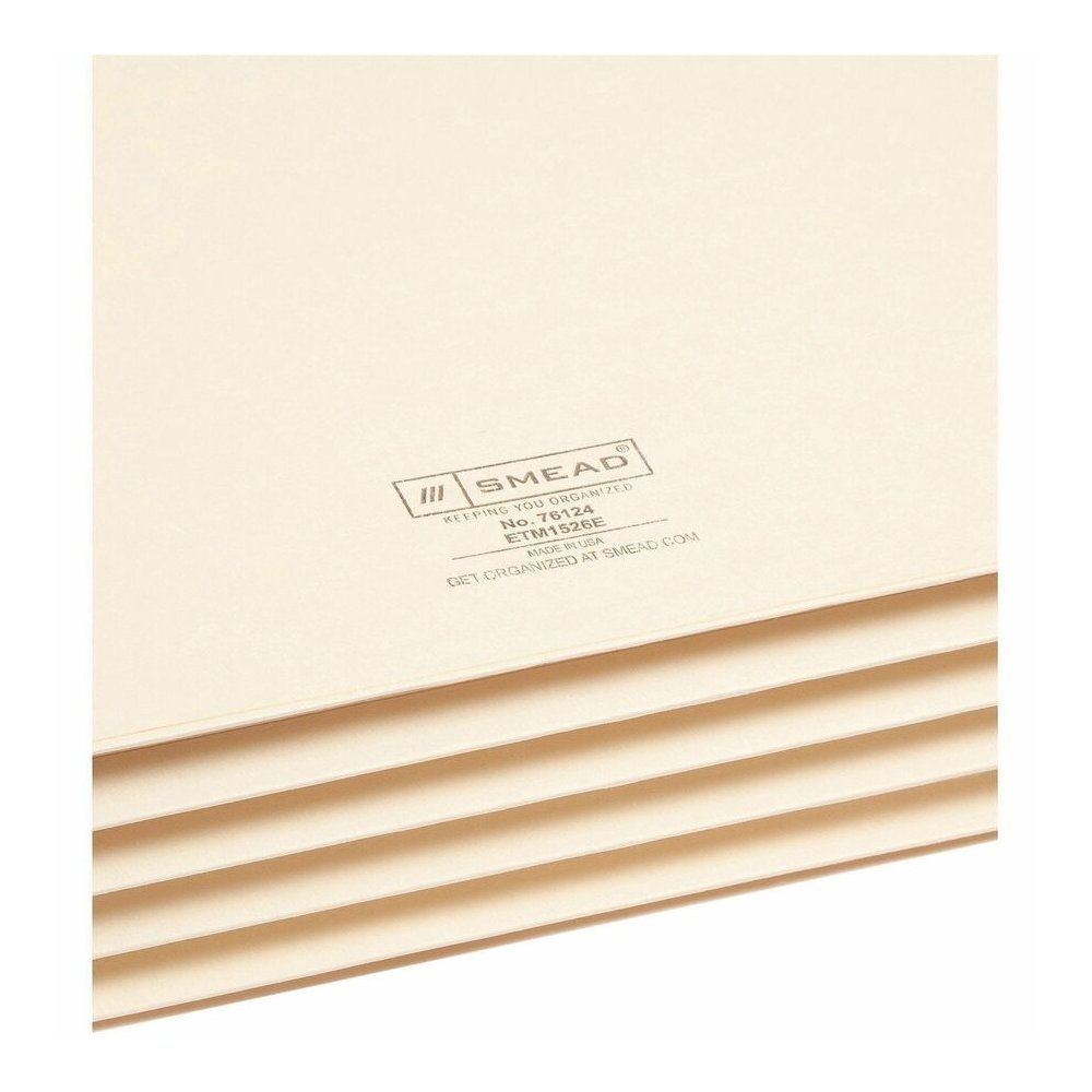 Smead Straight Tab Cut Legal Recycled File Pocket - 8 1/2" x 14" - 3 1/2" Expansion - 2 Plys - Manila - Tear Proof - 10% Recycled - 25 / Box. Picture 2