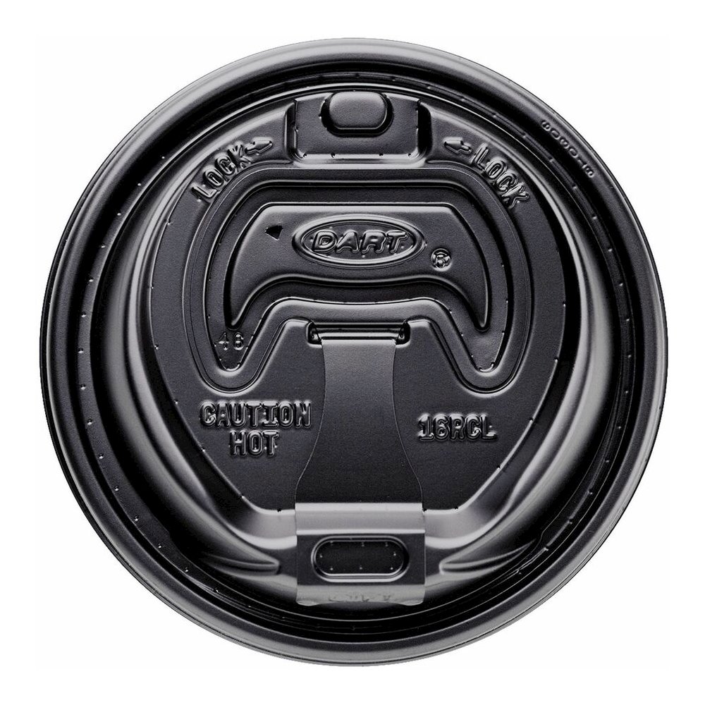 Dart Black Plastic Reclosable Lids - Round - Plastic - Black - 100/Bag - 1000 / Carton. Picture 2