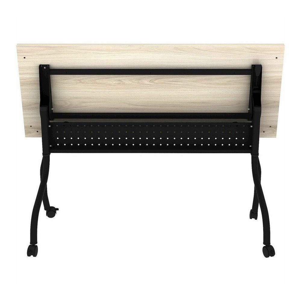 Lorell Modern Elm/Black Flip-Up Training Tables - Melamine Top - Black Four Leg Base - 4 Legs - 60" Table Top Width x 23.60" Table Top Depth - 29.50" Height - Training - Assembly Required - Modern Elm. Picture 2