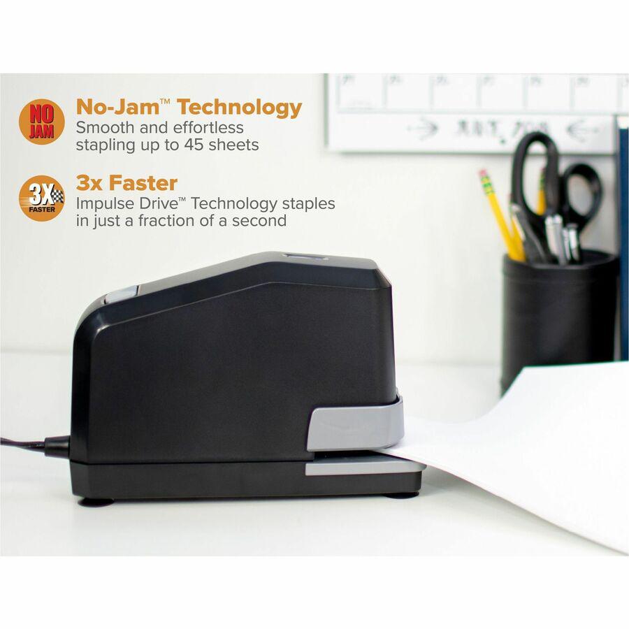 Bostitch B8 Impulse 45 Electric Stapler - 45 of 20lb Paper Sheets Capacity - 210 Staple Capacity - Full Strip - 1/4" Staple Size - 1 Each - Black. Picture 3