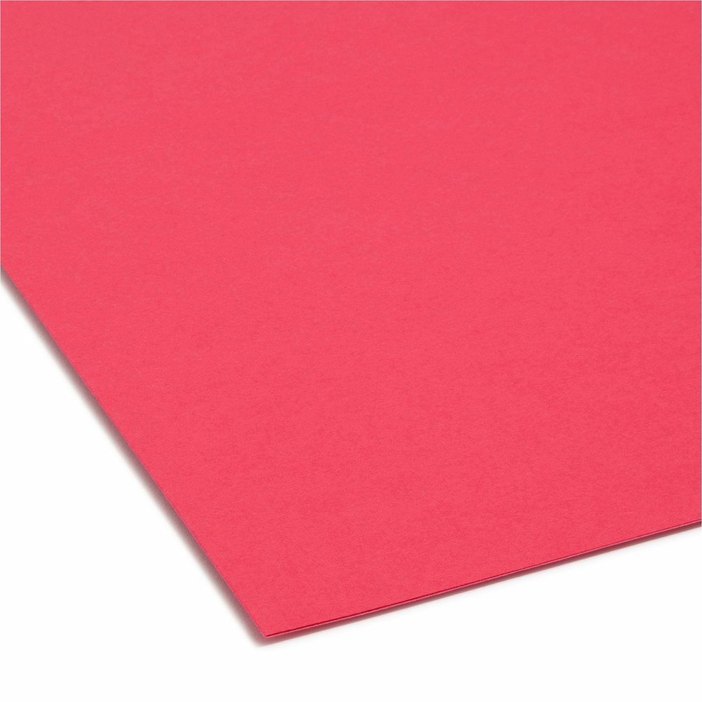 Smead 1/3 Tab Cut Letter Recycled Interior File Folder - 8 1/2" x 11" - 3/4" Expansion - Top Tab Location - Assorted Tab Position - 11 pt. - 1 Plys - Paper - Red - 10% Recycled - 100 / Box. Picture 3