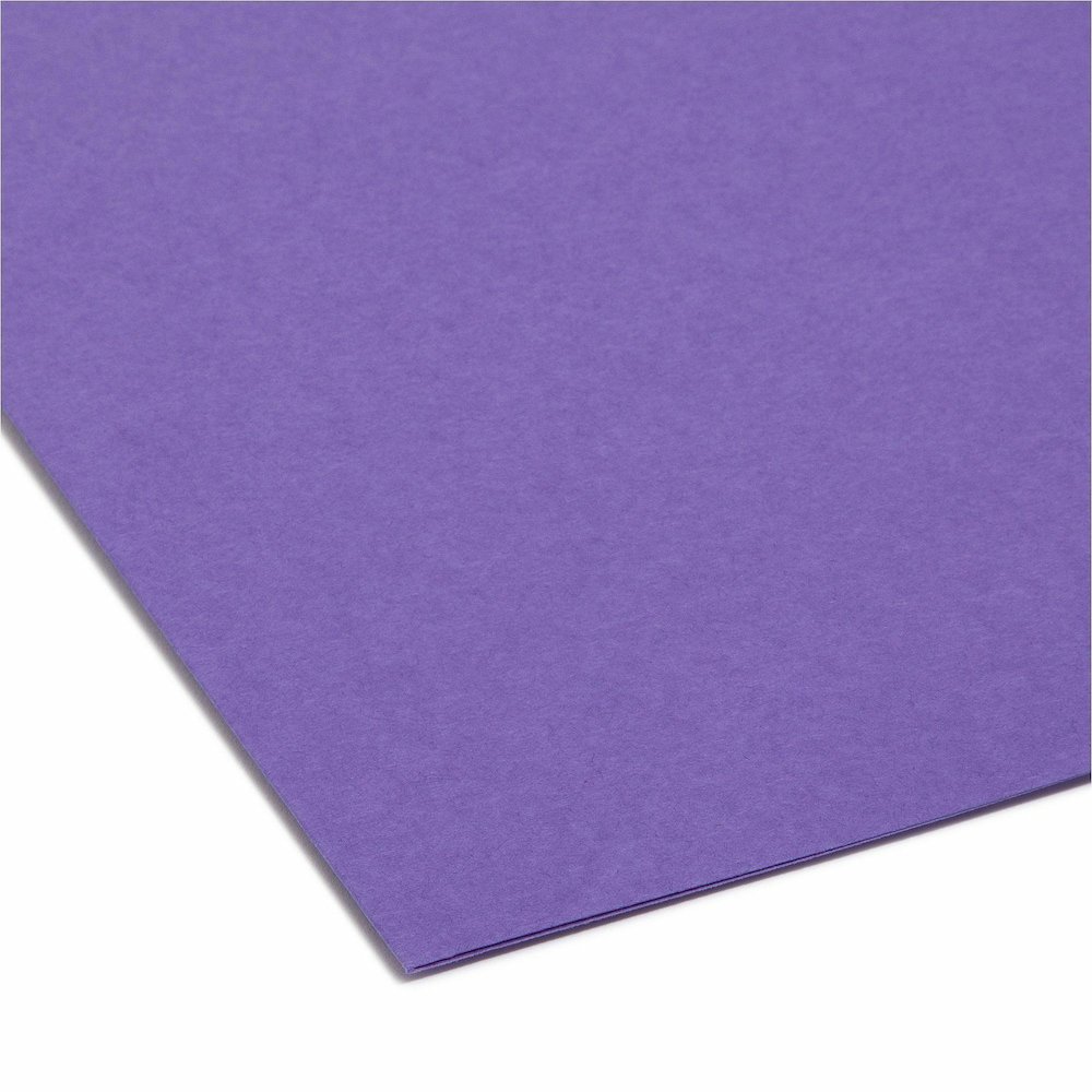 Smead 1/3 Tab Cut Letter Recycled Interior File Folder - 8 1/2" x 11" - 3/4" Expansion - Top Tab Location - Assorted Tab Position - 11 pt. - 1 Plys - Paper - Purple - 10% Recycled - 100 / Box. Picture 3
