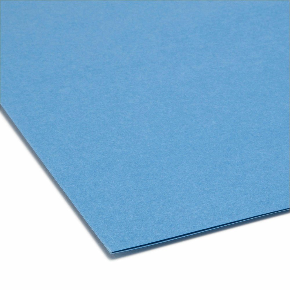 Smead Straight Tab Cut Letter Recycled Top Tab File Folder - 8 1/2" x 11" - 3/4" Expansion - 11 pt. - 2 Plys - Blue - Reinforced - 10% Recycled - 100 / Box. Picture 3