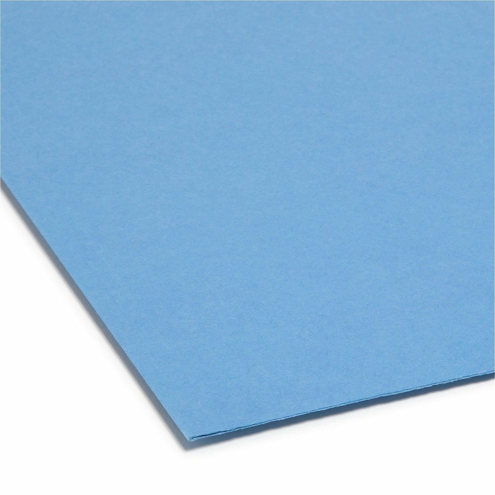 Smead 1/3 Tab Cut Letter Recycled Top Tab File Folder - 8 1/2" x 11" - 3/4" Expansion - Top Tab Location - Assorted Tab Position - 11 pt. - 1 Plys - Blue - Rounded Corner - 10% Recycled - 100 / Box. Picture 3