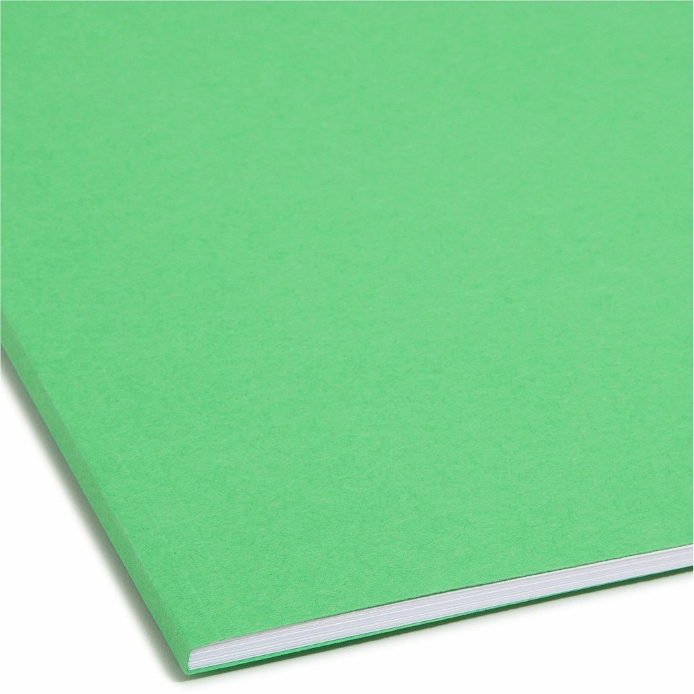 Smead Colored 1/3 Tab Cut Letter Recycled Fastener Folder - 8 1/2" x 11" - 3/4" Expansion - 2 x 2K Fastener - 2" for Folder - Top Tab Location - Assorted Tab Position - 11 pt. - 2 Plys - Green - Reinf. Picture 3