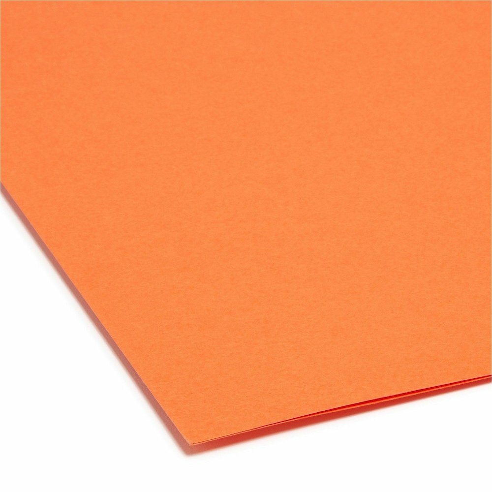 Smead Colored Straight Tab Cut Letter Recycled Top Tab File Folder - 8 1/2" x 11" - 3/4" Expansion - 11 pt. - 2 Plys - Orange - Reinforced Tab - 10% Recycled - 100 / Box. Picture 3