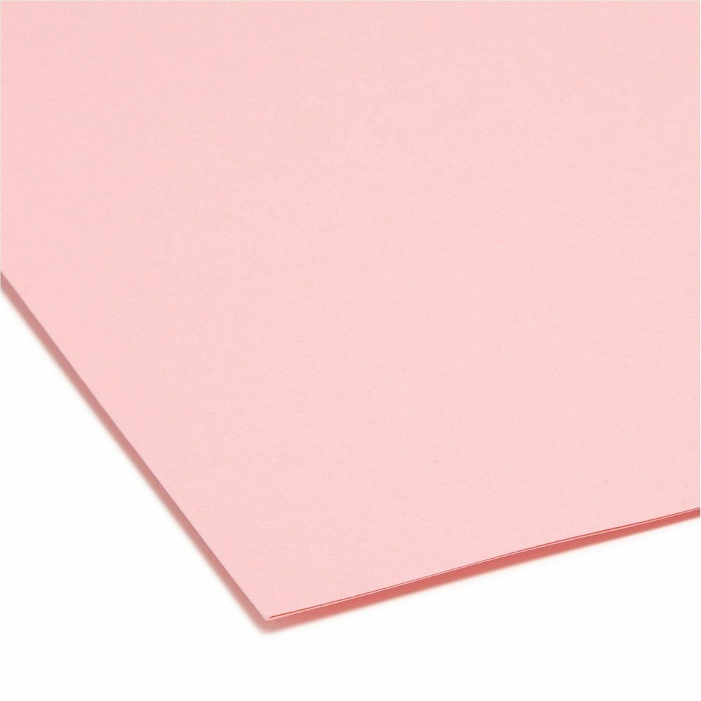 Smead Colored 1/3 Tab Cut Letter Recycled Top Tab File Folder - 8 1/2" x 11" - 3/4" Expansion - Top Tab Location - Assorted Tab Position - 11 pt. - 1 Plys - Pink - Rounded Corner - 10% Recycled - 100 . Picture 3