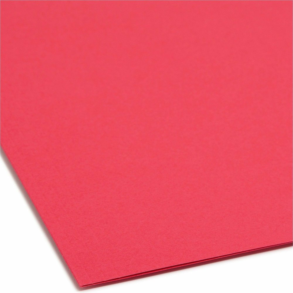 Smead Colored 1/3 Tab Cut Letter Recycled Fastener Folder - 8 1/2" x 11" - 3/4" Expansion - 2 x 2K Fastener - 2" for Folder - Top Tab Location - Assorted Tab Position - 11 pt. - 2 Plys - Red - Reinfor. Picture 3