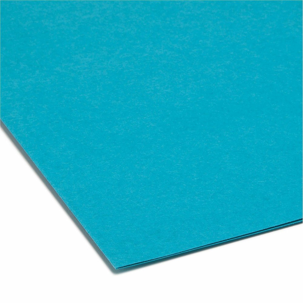 Smead Colored 1/3 Tab Cut Letter Recycled Top Tab File Folder - 8 1/2" x 11" - 3/4" Expansion - Top Tab Location - Assorted Tab Position - 11 pt. - 1 Plys - Teal - Rounded Corner - 10% Recycled - 100 . Picture 3