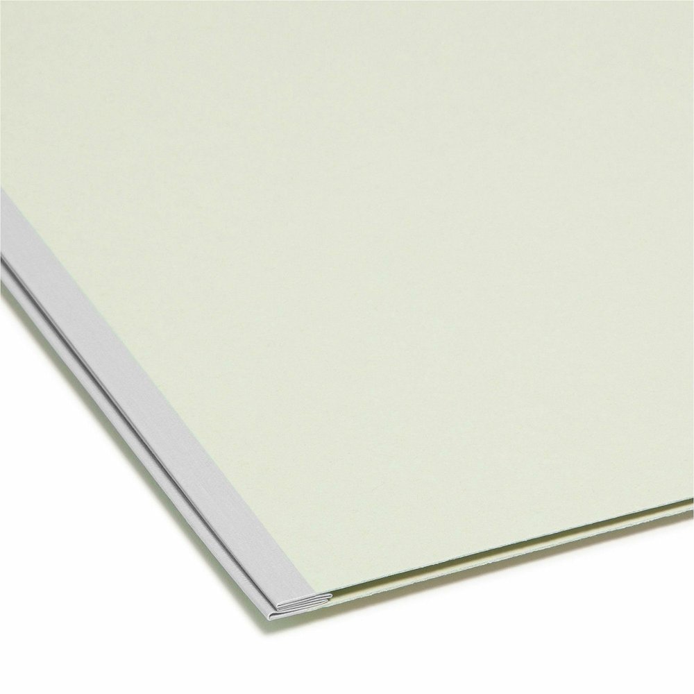 Smead Straight Tab Cut Letter Recycled Fastener Folder - 8 1/2" x 11" - 2" Expansion - 2 x 2S Fastener - 2" for Folder - 25 pt. - Pressboard - Gray/Green - Tear Resistant - 100% Recycled - 25 / Box. Picture 3