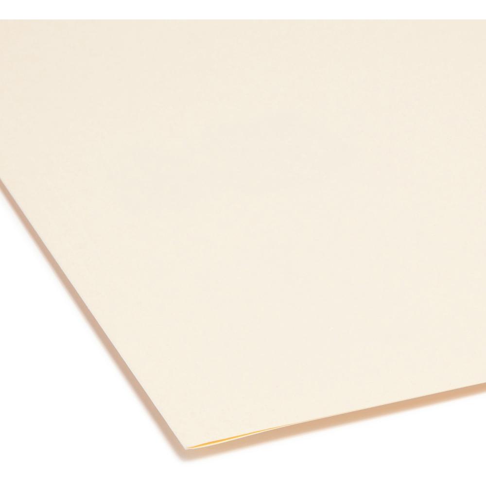 Smead 1/3 Tab Cut Legal Recycled Top Tab File Folder - 8 1/2" x 14" - 3/4" Expansion - Top Tab Location - Assorted Position Tab Position - Manila - Manila - 10% Recycled - 100 / Box. Picture 3