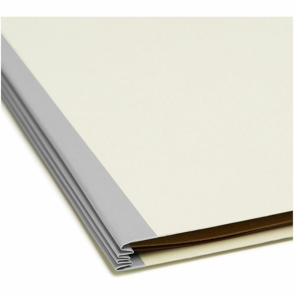 Smead SafeSHIELD 2/5 Tab Cut Legal Recycled Classification Folder - 8 1/2" x 14" - 2" Expansion - 2 x 2S Fastener - 2" for Folder - Top Tab Location - Right of Center Tab Position - 1 Divider - 25 pt.. Picture 3