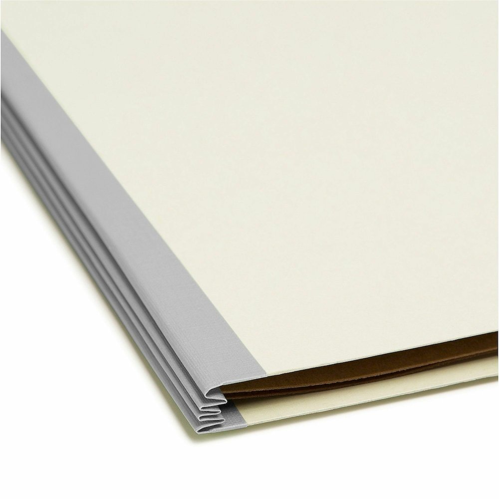 Smead SafeSHIELD 2/5 Tab Cut Legal Recycled Classification Folder - 8 1/2" x 14" - 3" Expansion - 2 x 2S Fastener - 2" for Folder - Top Tab Location - Right of Center Tab Position - 3 Divider - 25 pt.. Picture 3