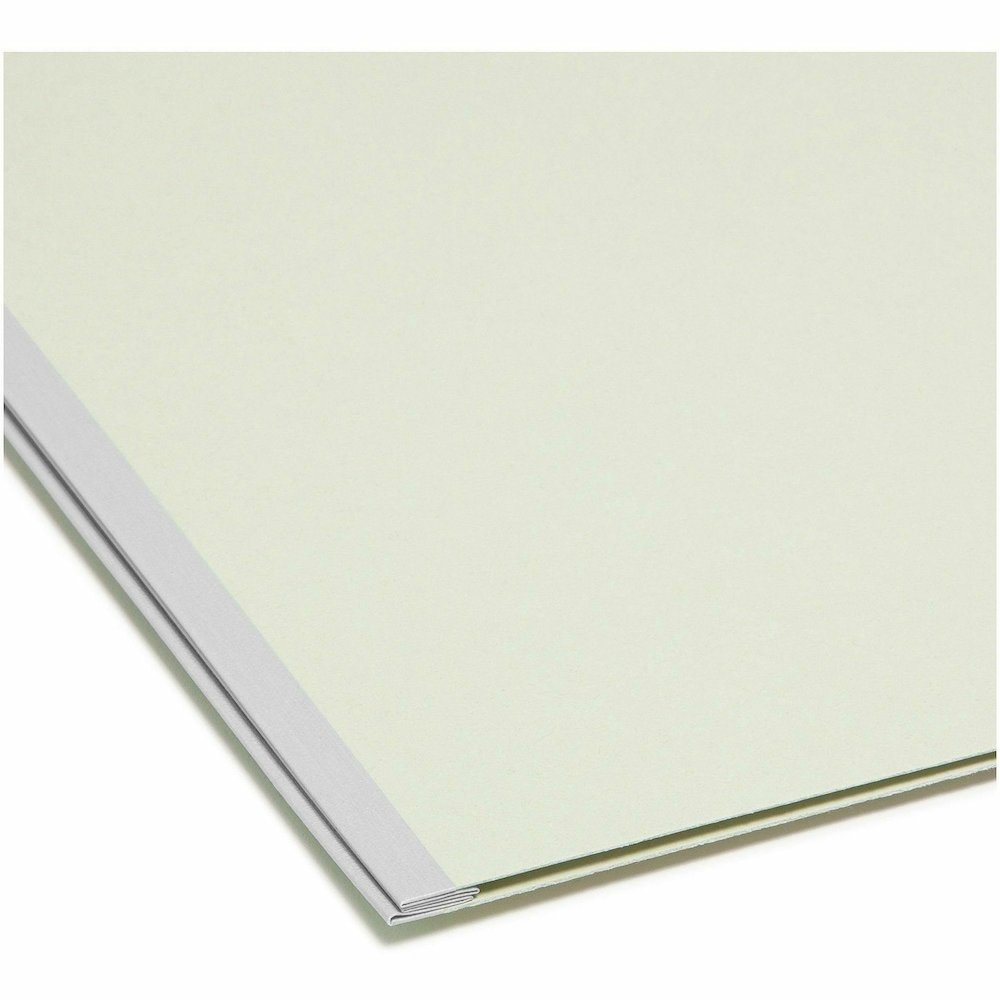 Smead 1/3 Tab Cut Legal Recycled Fastener Folder - 8 1/2" x 14" - 2" Expansion - 2 x 2S Fastener - 2" for Folder - Top Tab Location - Assorted Tab Position - 25 pt. - Pressboard - Gray, Green - 100% R. Picture 3