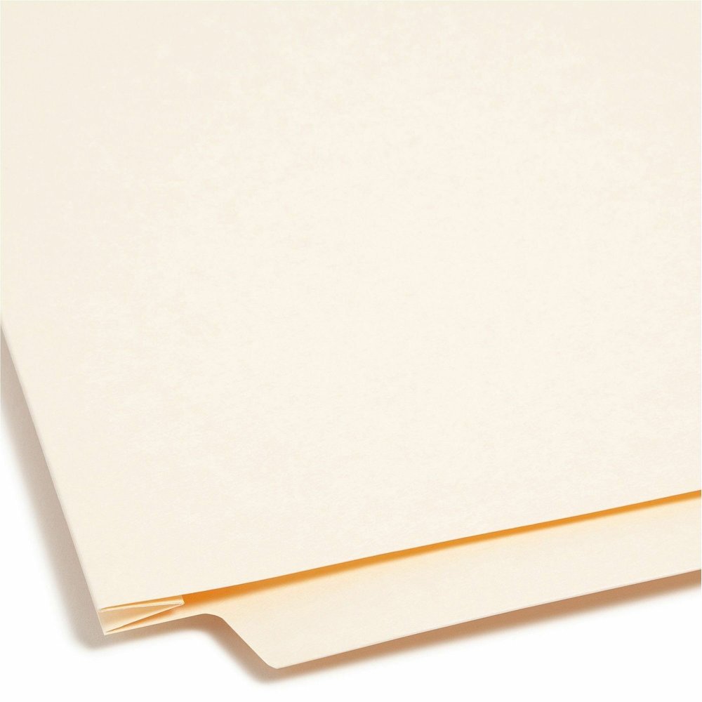 Smead Straight Tab Cut Letter Recycled End Tab File Folder - 8 1/2" x 11" - 1 1/2" Expansion - 14 pt. - 2 Plys - Manila - Reinforced, Embossed - 10% Recycled - 50 / Box. Picture 3
