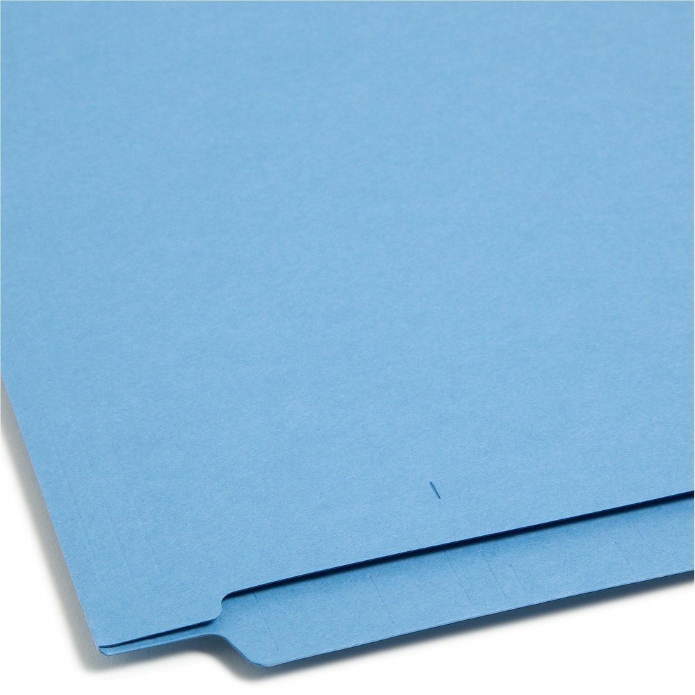 Smead Shelf-Master Straight Tab Cut Letter Recycled End Tab File Folder - 8 1/2" x 11" - 3/4" Expansion - 11 pt. - 2 Plys - Blue - Heavy Duty, Reinforced Tab - 10% Recycled - 100 / Box. Picture 3