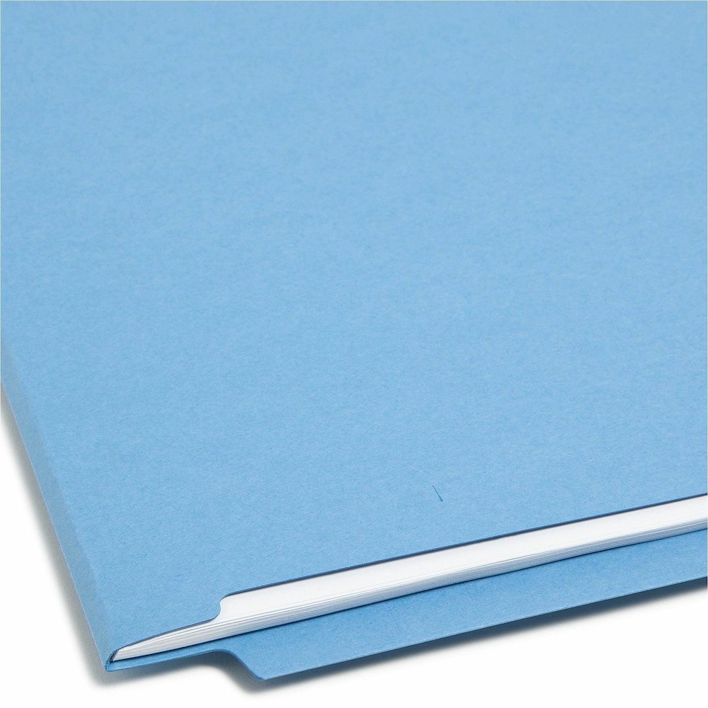 Smead Shelf-Master Straight Tab Cut Letter Recycled Fastener Folder - 8 1/2" x 11" - 3/4" Expansion - 2 x 2B Fastener - 2" for Folder - End Tab Location - 11 pt. - 2 Plys - Blue - 10% Recycled - 50 / . Picture 3