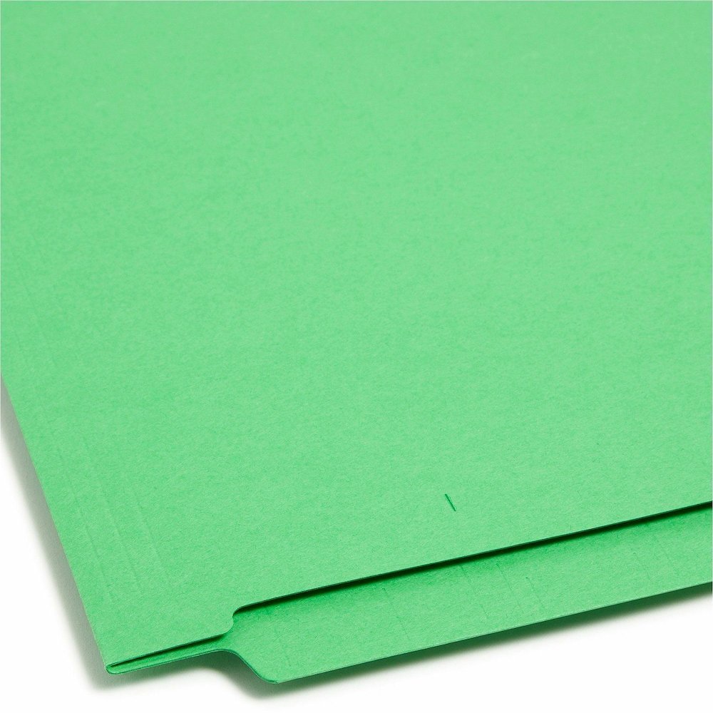 Smead Shelf-Master Straight Tab Cut Letter Recycled Fastener Folder - 8 1/2" x 11" - 3/4" Expansion - 2 x 2B Fastener - 2" for Folder - End Tab Location - 11 pt. - 2 Plys - Green - Heavyweight - 10% R. Picture 3