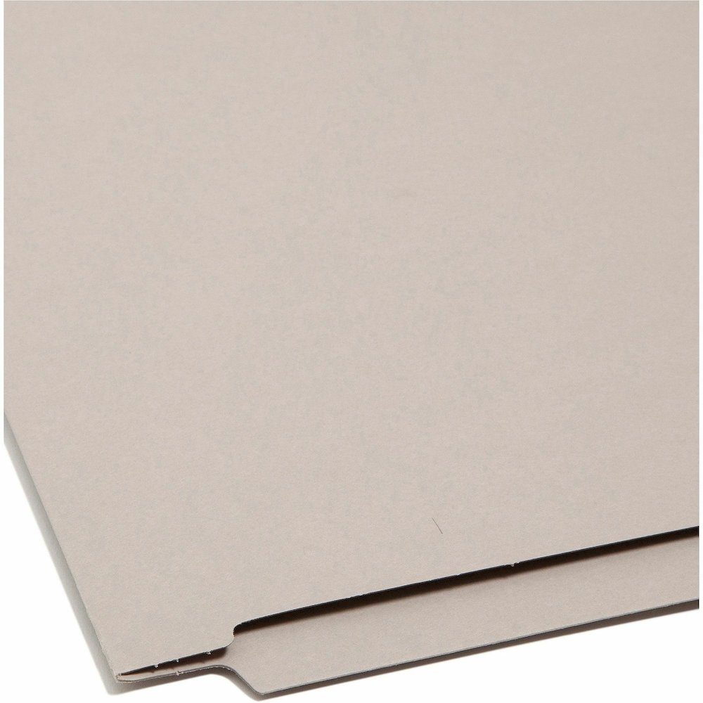 Smead Shelf-Master Straight Tab Cut Letter Recycled End Tab File Folder - 8 1/2" x 11" - 3/4" Expansion - 11 pt. - 2 Plys - Gray - Heavy Duty, Reinforced Tab - 10% Recycled - 100 / Box. Picture 3