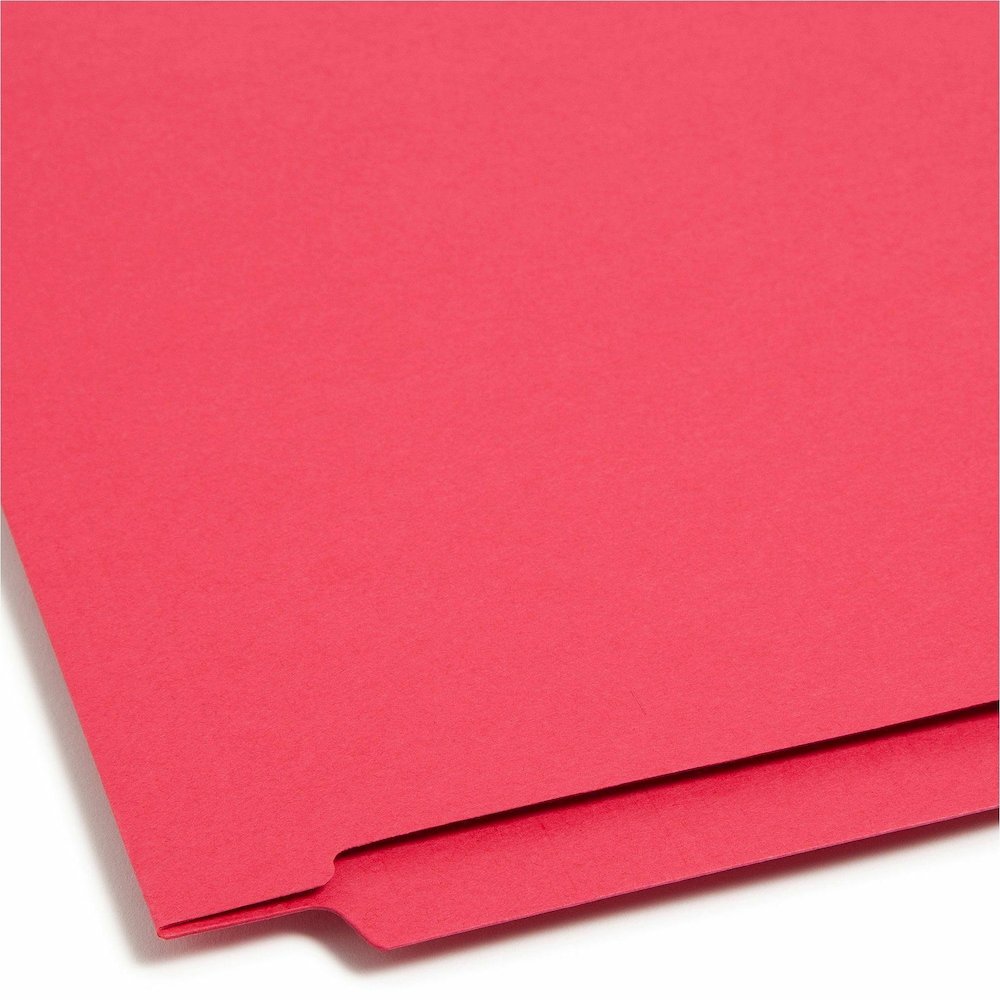 Smead Shelf-Master Straight Tab Cut Letter Recycled Fastener Folder - 8 1/2" x 11" - 3/4" Expansion - 2 x 2B Fastener - 2" for Folder - End Tab Location - 11 pt. - 2 Plys - Red - Heavyweight - 10% Rec. Picture 3
