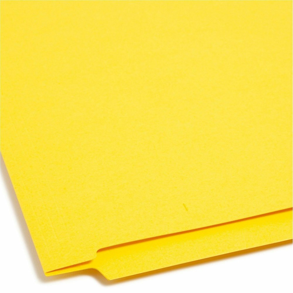 Smead Colored Straight Tab Cut Letter Recycled End Tab File Folder - 8 1/2" x 11" - 3/4" Expansion - 11 pt. - 2 Plys - Yellow - Heavy Duty, Reinforced Tab - 10% Recycled - 100 / Box. Picture 3