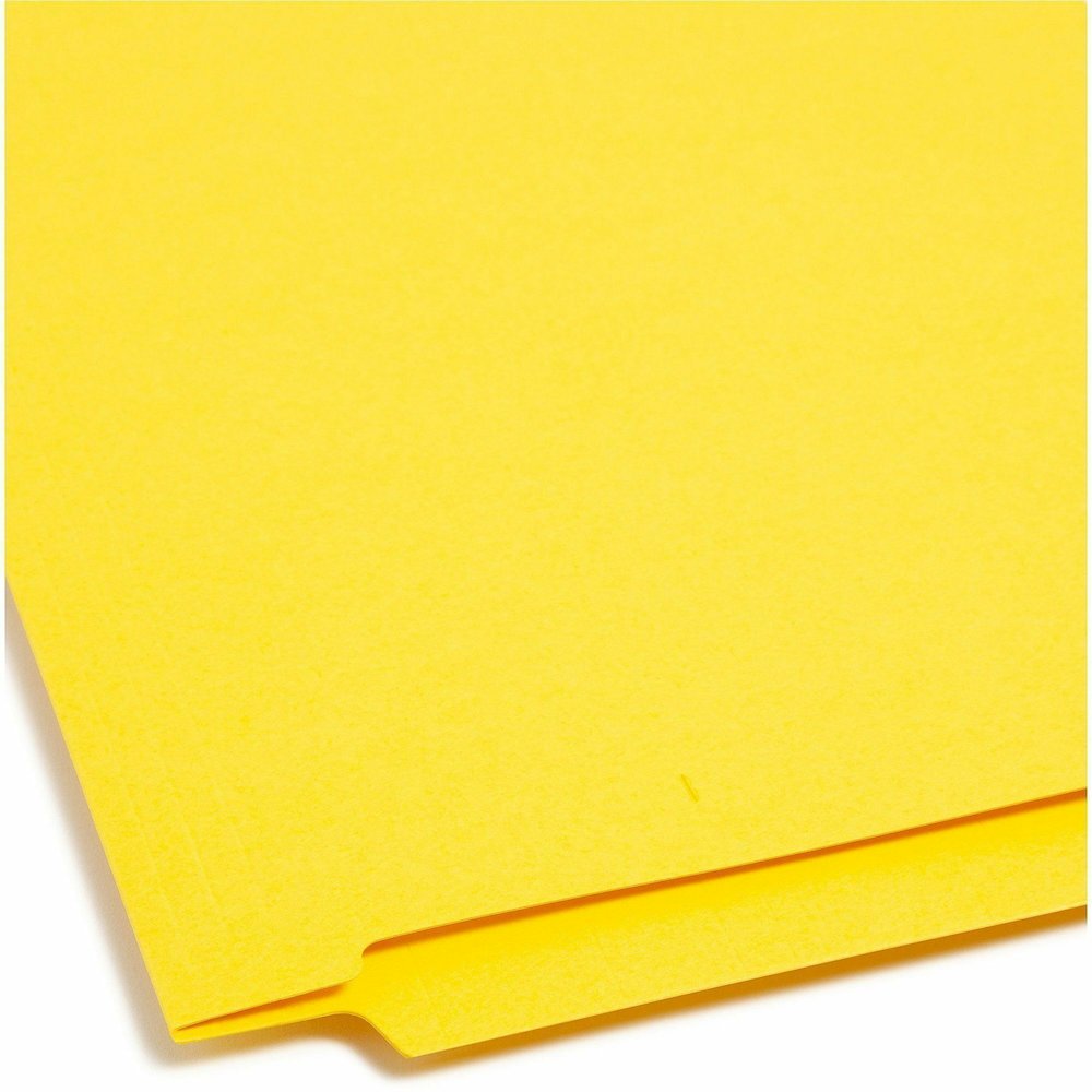 Smead Colored Straight Tab Cut Letter Recycled Fastener Folder - 8 1/2" x 11" - 3/4" Expansion - 2 x 2B Fastener - 2" for Folder - End Tab Location - 11 pt. - 2 Plys - Yellow - Heavyweight - 10% Recyc. Picture 3