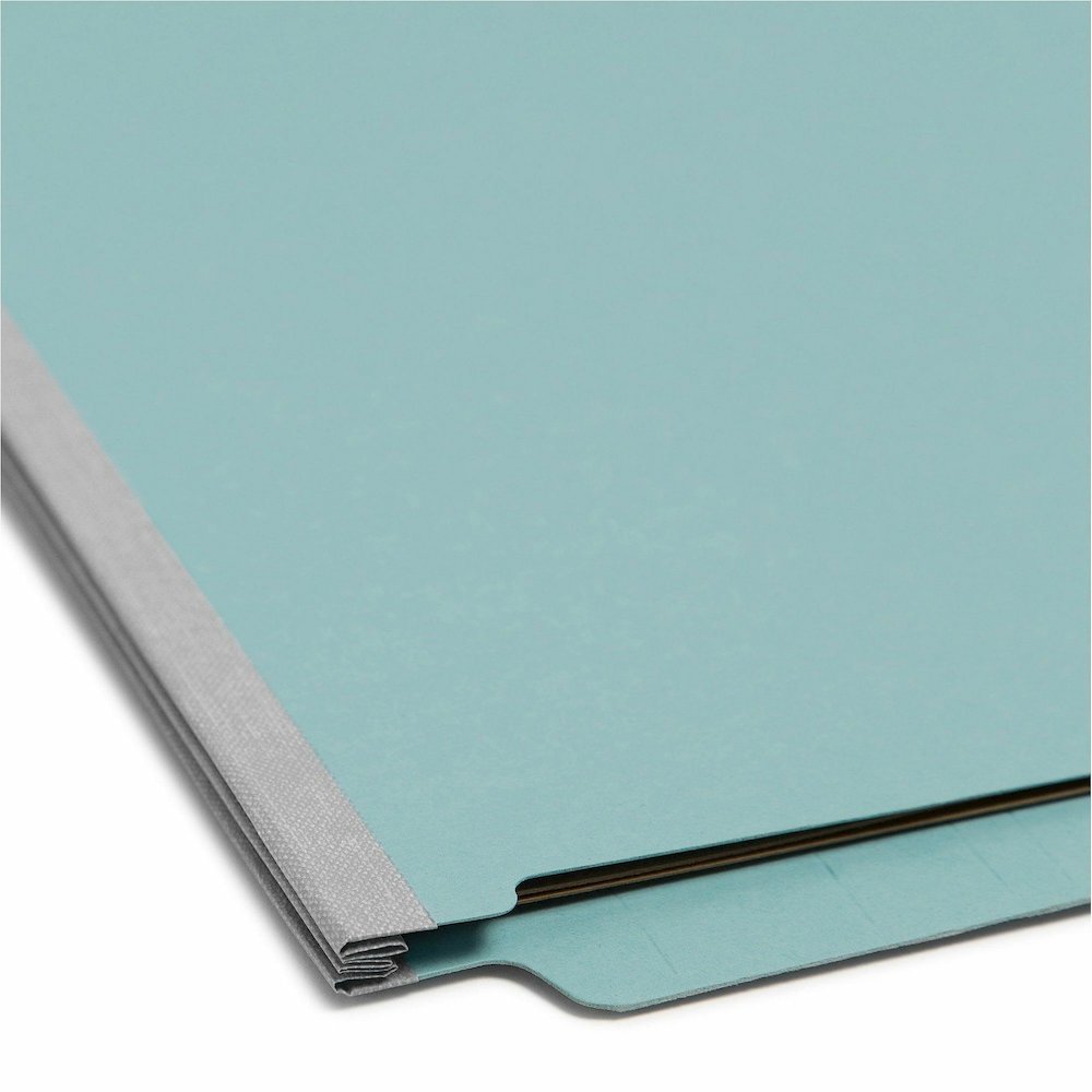 Smead Straight Tab Cut Letter Recycled Classification Folder - 8 1/2" x 11" - 2" Expansion - 2 x 2S Fastener - 2" for Folder - End Tab Location - 2 Divider - 25 pt. - Pressboard - Blue - 100% Recycled. Picture 3