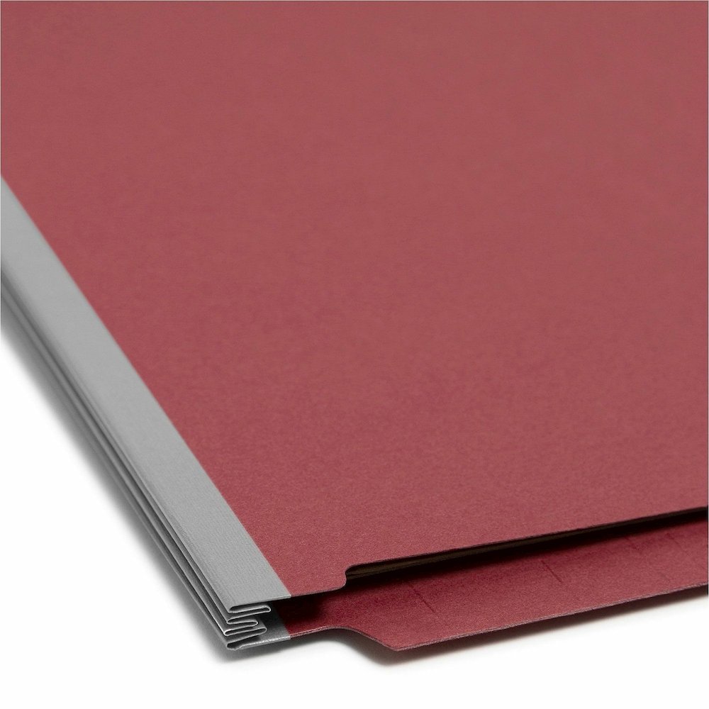 Smead Straight Tab Cut Letter Recycled Classification Folder - 8 1/2" x 11" - 2" Expansion - 2 x 2S Fastener - 2" for Folder - End Tab Location - 2 Divider - 25 pt. - Pressboard - Bright Red - 100% Re. Picture 3