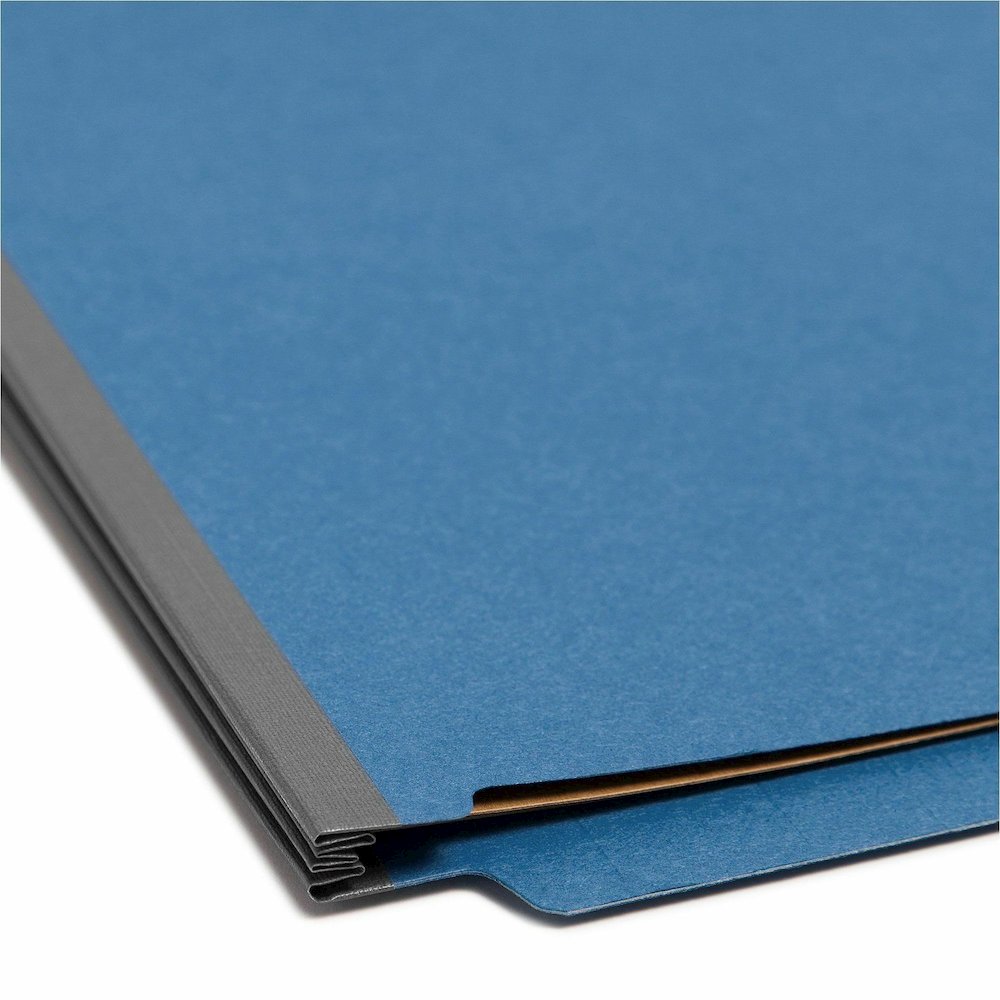 Smead Straight Tab Cut Letter Recycled Classification Folder - 8 1/2" x 11" - 2" Expansion - 2 x 2S Fastener - 2" for Folder - End Tab Location - 2 Divider - 25 pt. - Pressboard - Dark Blue - 100% Rec. Picture 3