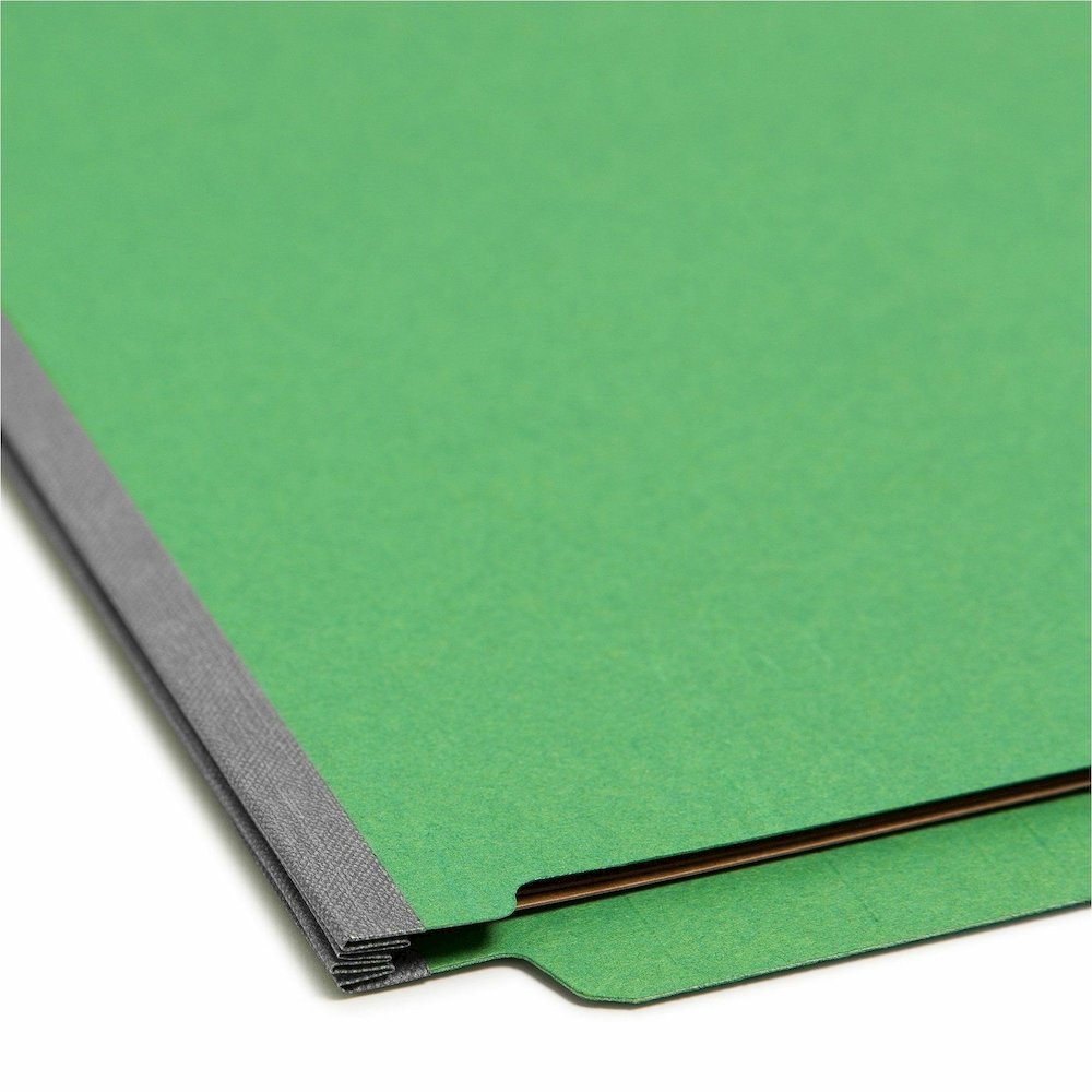 Smead Straight Tab Cut Letter Recycled Classification Folder - 8 1/2" x 11" - 2" Expansion - 2 x 2S Fastener - 2" for Folder - End Tab Location - 2 Divider - 25 pt. - Pressboard - Green - 100% Recycle. Picture 3