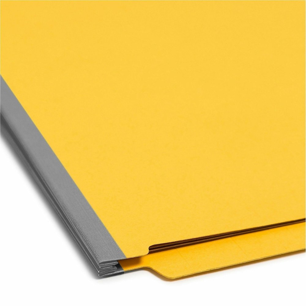 Smead Straight Tab Cut Letter Recycled Classification Folder - 8 1/2" x 11" - 2" Expansion - 2 x 2S Fastener - 2" for Folder - End Tab Location - 2 Divider - 23 pt. - Pressboard - Yellow - 100% Recycl. Picture 3