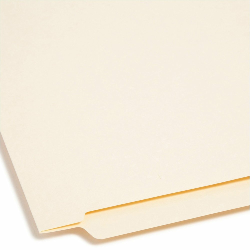 Smead Straight Tab Cut Legal Recycled End Tab File Folder - 8 1/2" x 14" - 3/4" Expansion - 11 pt. - 2 Plys - Manila - Reinforced Tab, Embossed - 10% Recycled - 100 / Box. Picture 3