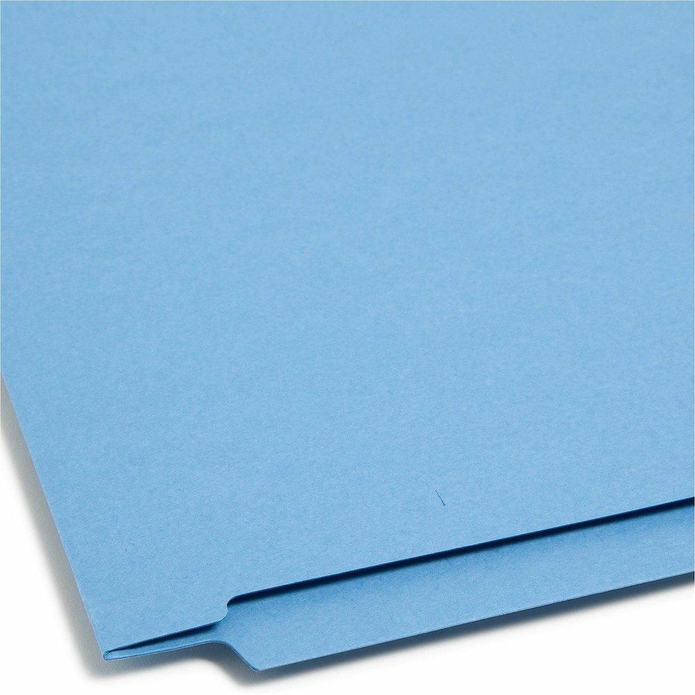 Smead Shelf-Master Straight Tab Cut Legal Recycled Fastener Folder - 8 1/2" x 14" - 3/4" Expansion - 2 x 2B Fastener - End Tab Location - 11 pt. - 2 Plys - Blue - Heavyweight - 10% Recycled - 50 / Box. Picture 3
