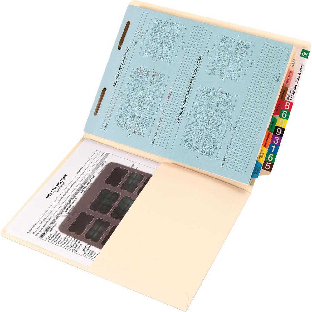 Smead Straight Tab Cut Letter Recycled Fastener Folder - 8 1/2" x 11" - 3/4" Expansion - 1 x 2B Fastener(s) - 2" Fastener Capacity for Folder - 1 Inside Front Pocket(s) - Manila - 10% Recycled - 50 / . Picture 8