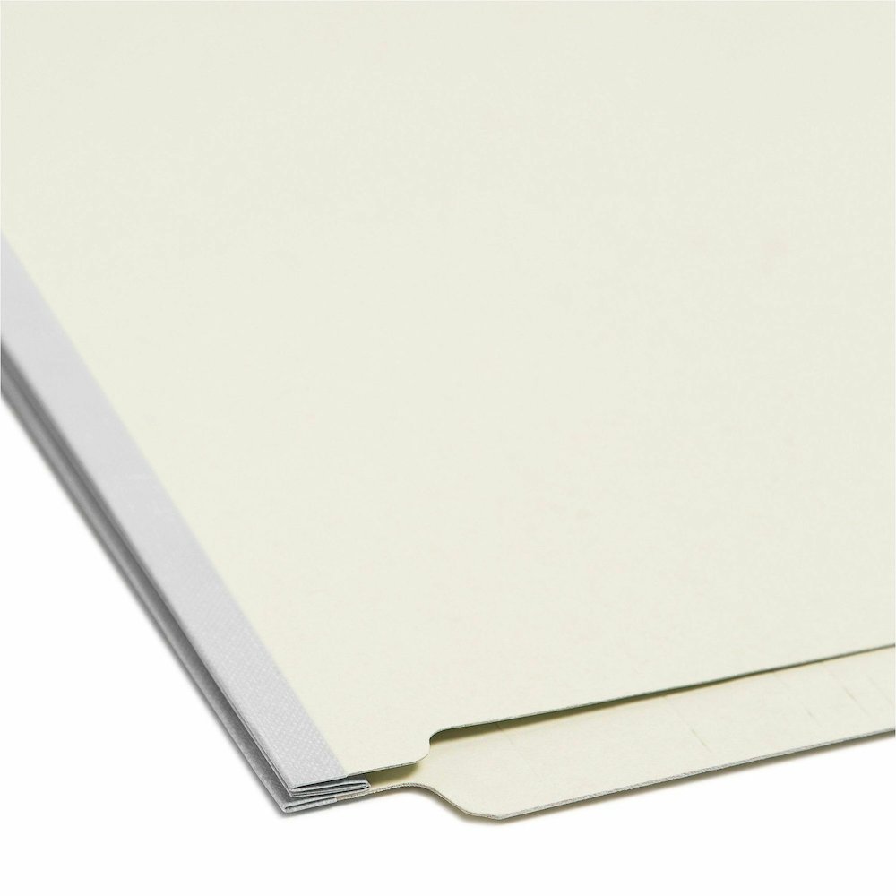 Smead Legal Recycled Fastener Folder - 8 1/2" x 14" - 1" Expansion - 2 x 2S Fastener - 2" for Folder - End Tab Location - 25 pt. - Pressboard - Gray, Green - Heavy Duty, Rounded Corner, Tear Resistant. Picture 3